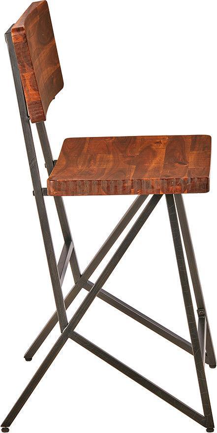 Olliix.com Barstools - Trestle Counter Stool Brown & Gunmetal