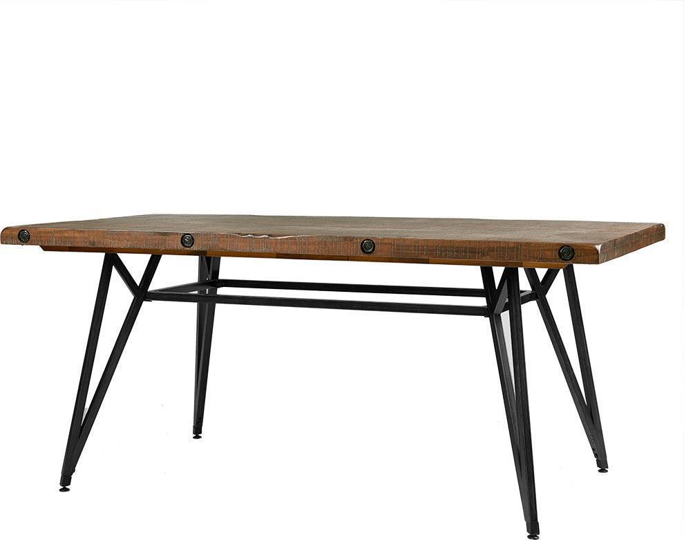 Olliix.com Dining Tables - Trestle Dining Table Reclaimed Brown & Gun Metal