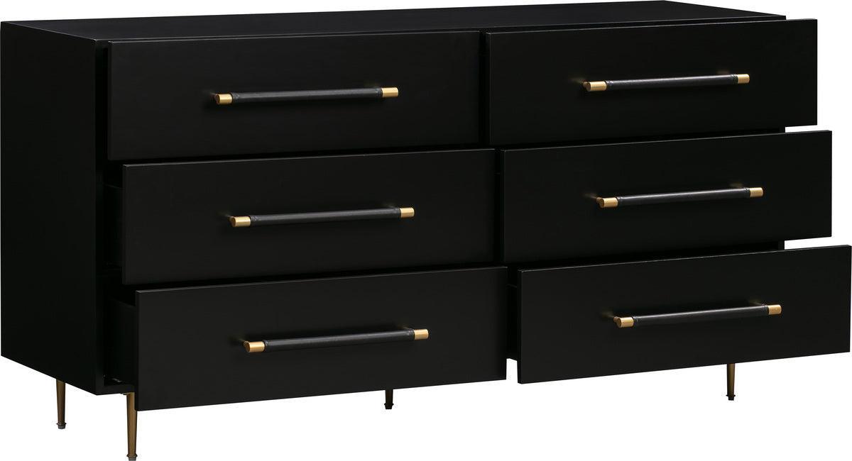 Tov Furniture Dressers - Trident Black 6 Drawer Dresser Gold