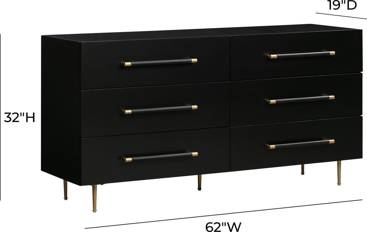 Tov Furniture Dressers - Trident Black 6 Drawer Dresser Gold