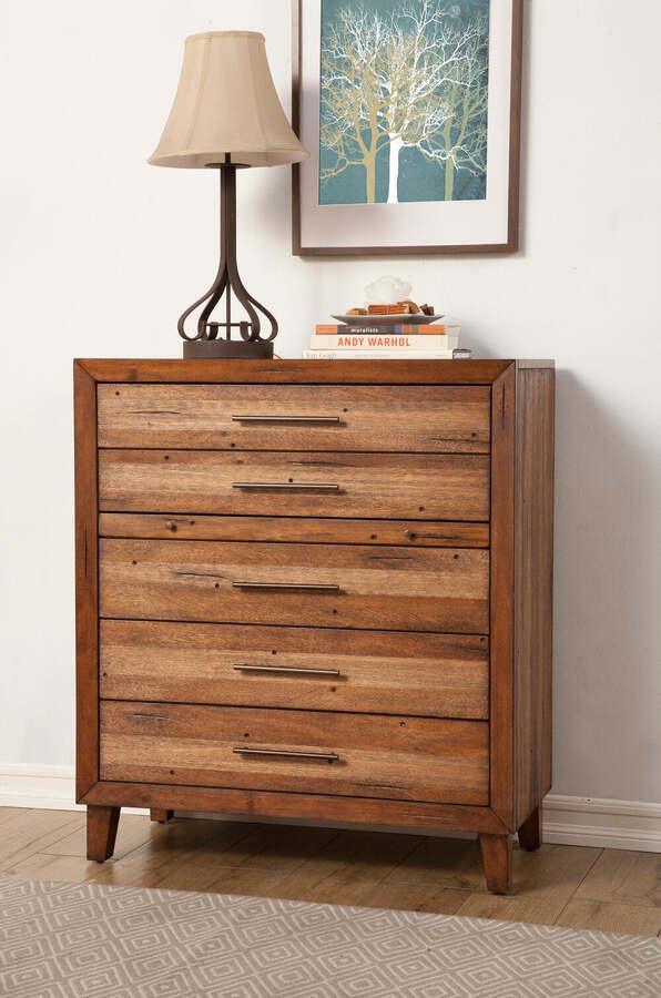 Alpine Furniture Chest of Drawers - Trinidad 5 Drawer Multifunction Chest