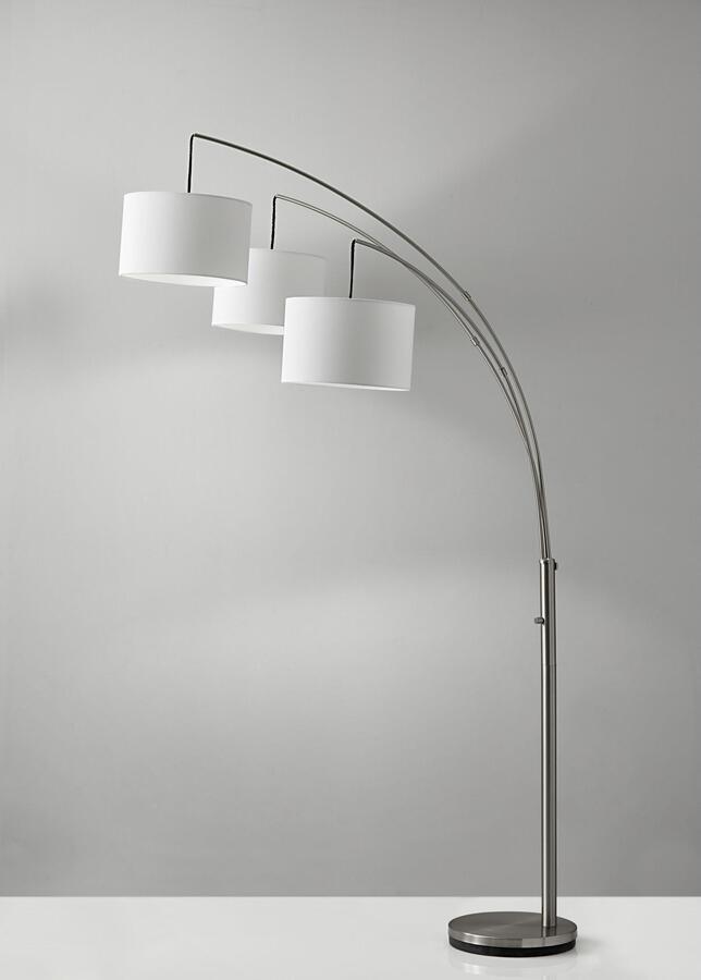 Adesso Floor Lamps - Trinity Arc Lamp- Satin Steel