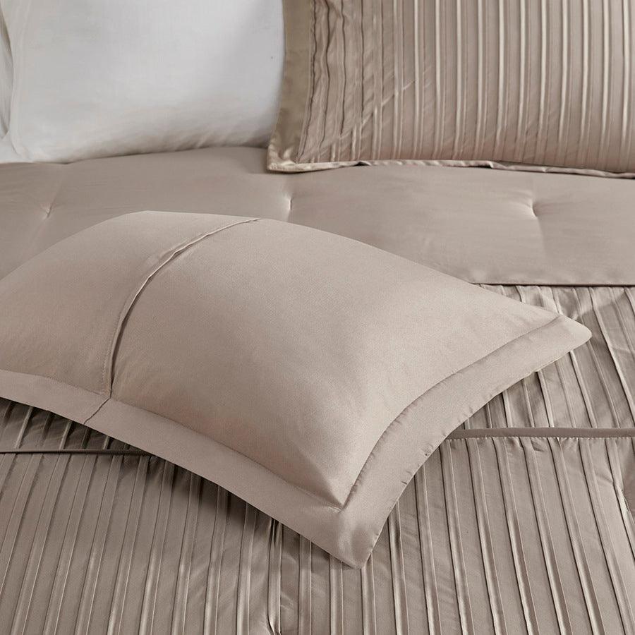Olliix.com Comforters & Blankets - Trinity Transitional 7 Piece Comforter Set Taupe King