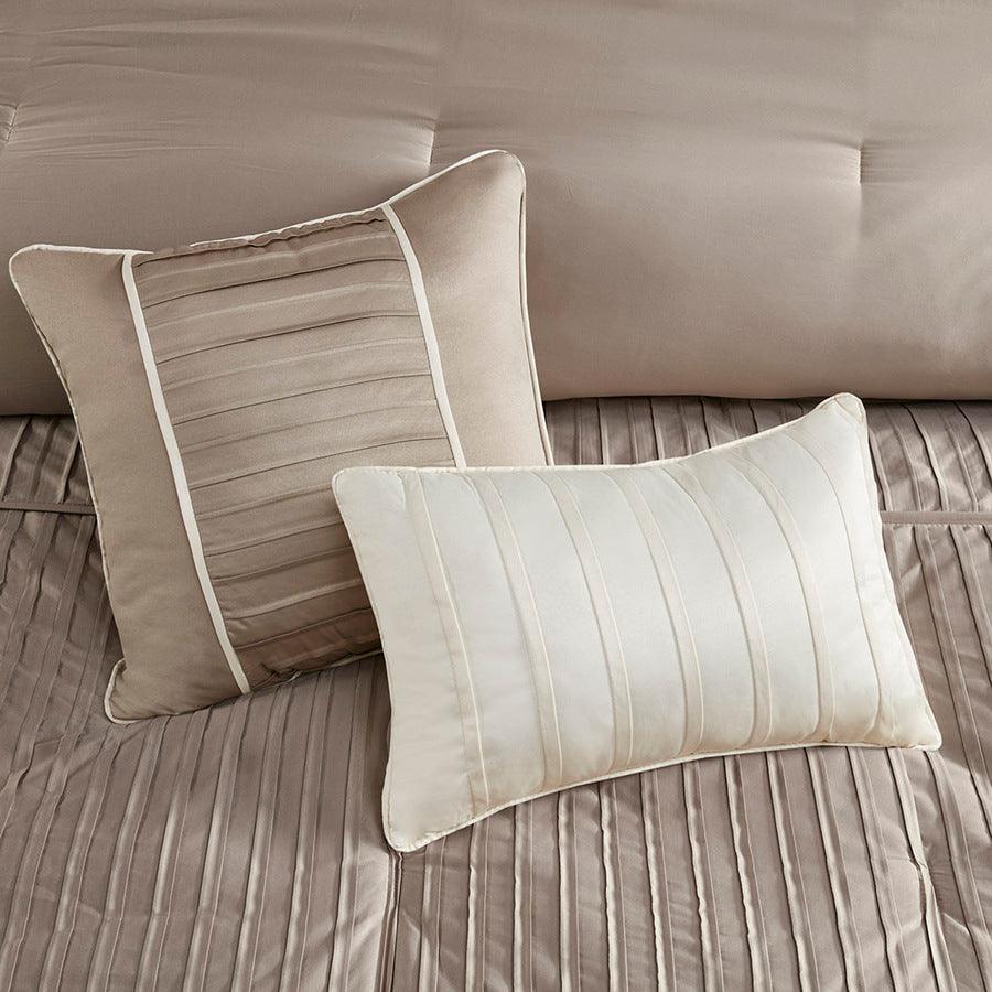 Olliix.com Comforters & Blankets - Trinity Transitional 7 Piece Comforter Set Taupe King