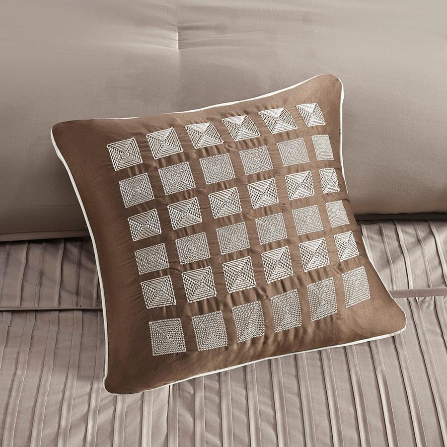 Olliix.com Comforters & Blankets - Trinity Transitional 7 Piece Comforter Set Taupe King