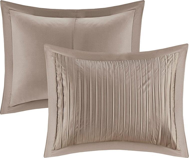 Olliix.com Comforters & Blankets - Trinity Transitional 7 Piece Comforter Set Taupe King