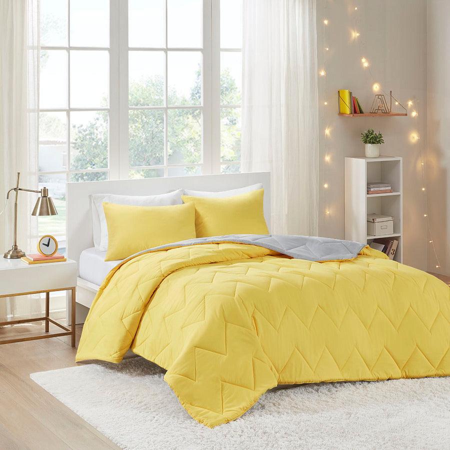 Olliix.com Comforters & Blankets - Trixie Casual Reversible Comforter Mini Set Gray King