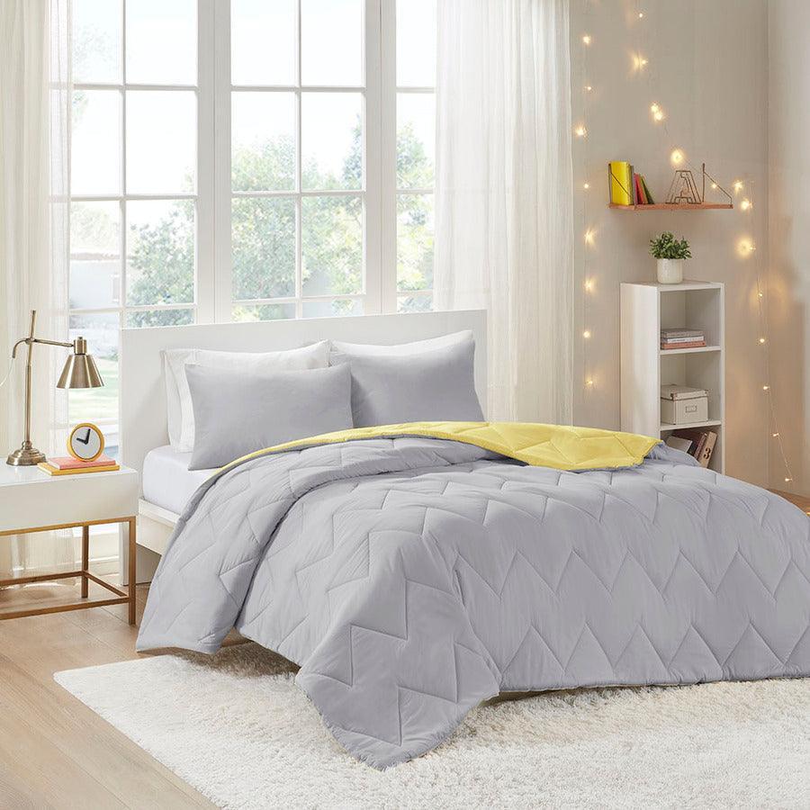 Olliix.com Comforters & Blankets - Trixie Casual Reversible Comforter Mini Set Gray King