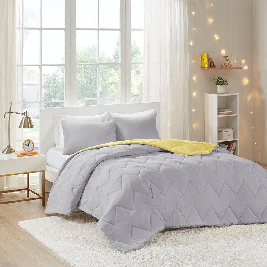 Olliix.com Comforters & Blankets - Trixie Casual Reversible Comforter Mini Set Gray King