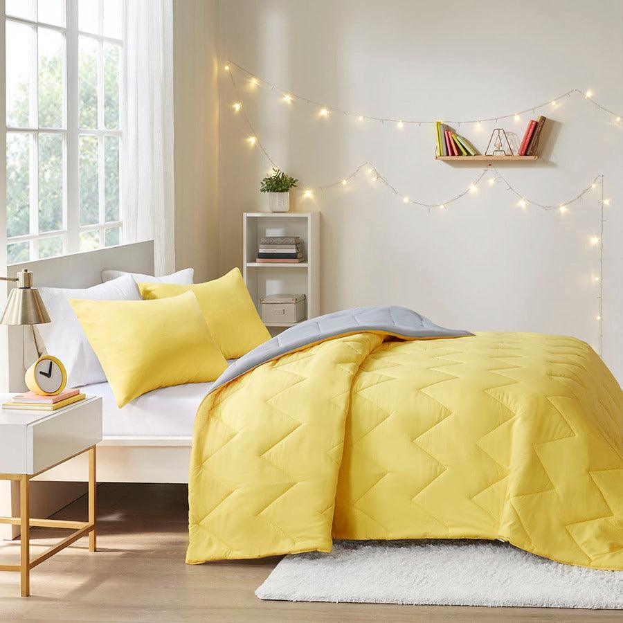 Olliix.com Comforters & Blankets - Trixie Casual Reversible Comforter Mini Set Gray King