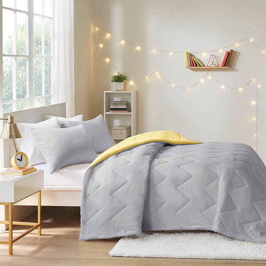 Olliix.com Comforters & Blankets - Trixie Casual Reversible Comforter Mini Set Gray King