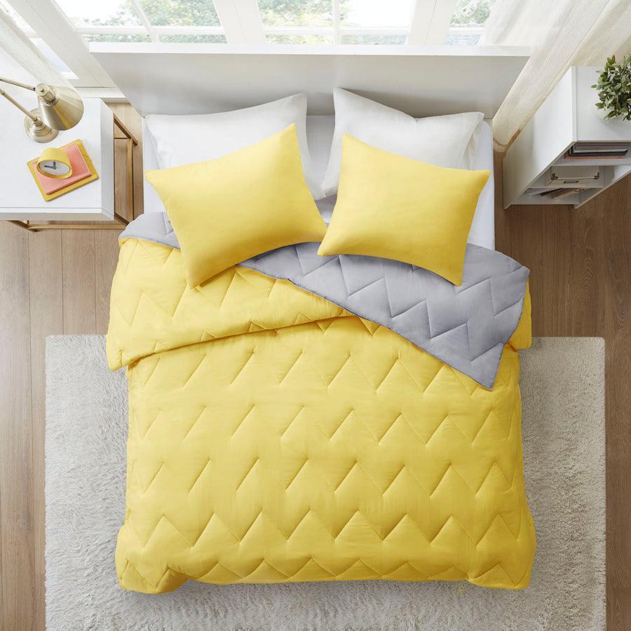 Olliix.com Comforters & Blankets - Trixie Casual Reversible Comforter Mini Set Gray King