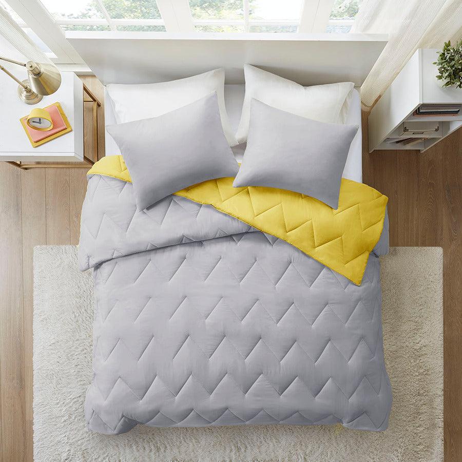 Olliix.com Comforters & Blankets - Trixie Casual Reversible Comforter Mini Set Gray King
