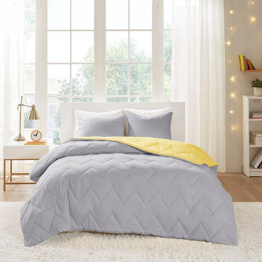 Olliix.com Comforters & Blankets - Trixie Casual Reversible Comforter Mini Set Gray King