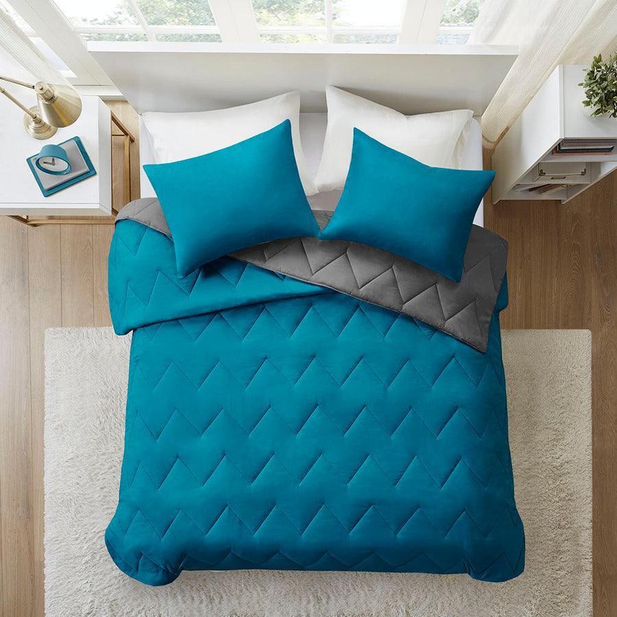 Olliix.com Comforters & Blankets - Trixie Shabby Chic Reversible Comforter Mini Set Teal Twin/Twin XL