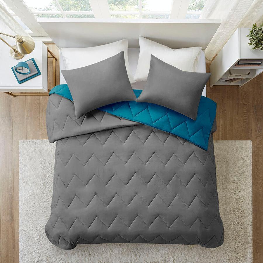Olliix.com Comforters & Blankets - Trixie Shabby Chic Reversible Comforter Mini Set Teal Twin/Twin XL