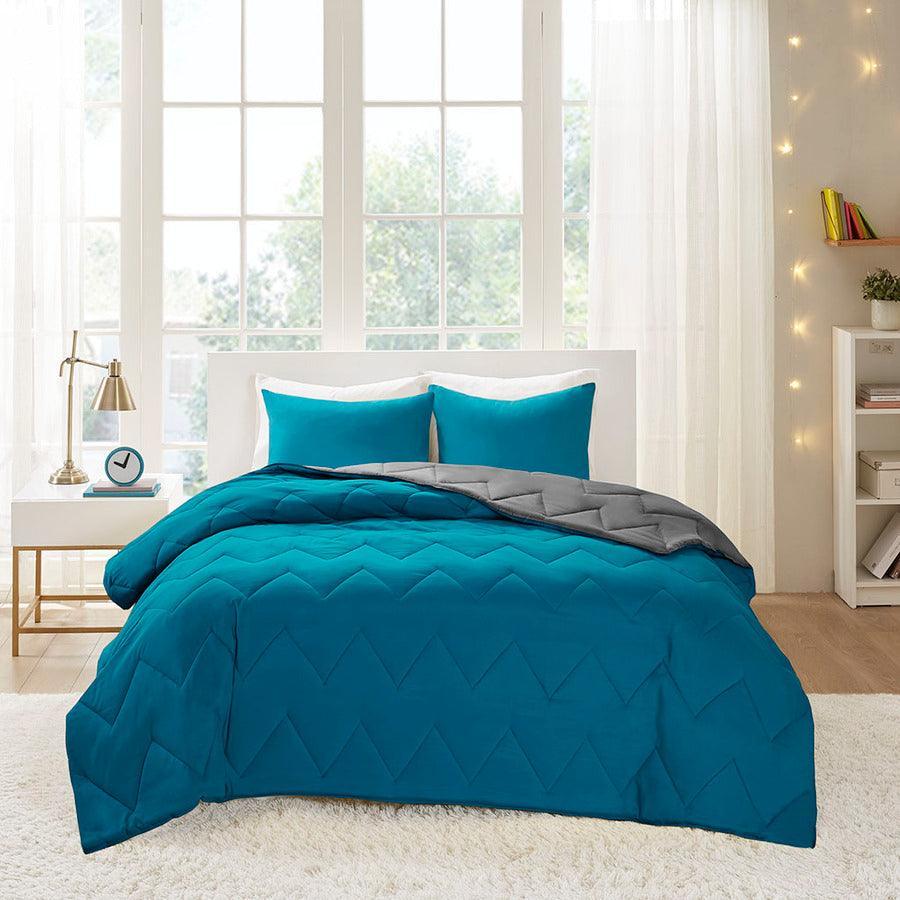 Olliix.com Comforters & Blankets - Trixie Shabby Chic Reversible Comforter Mini Set Teal Twin/Twin XL