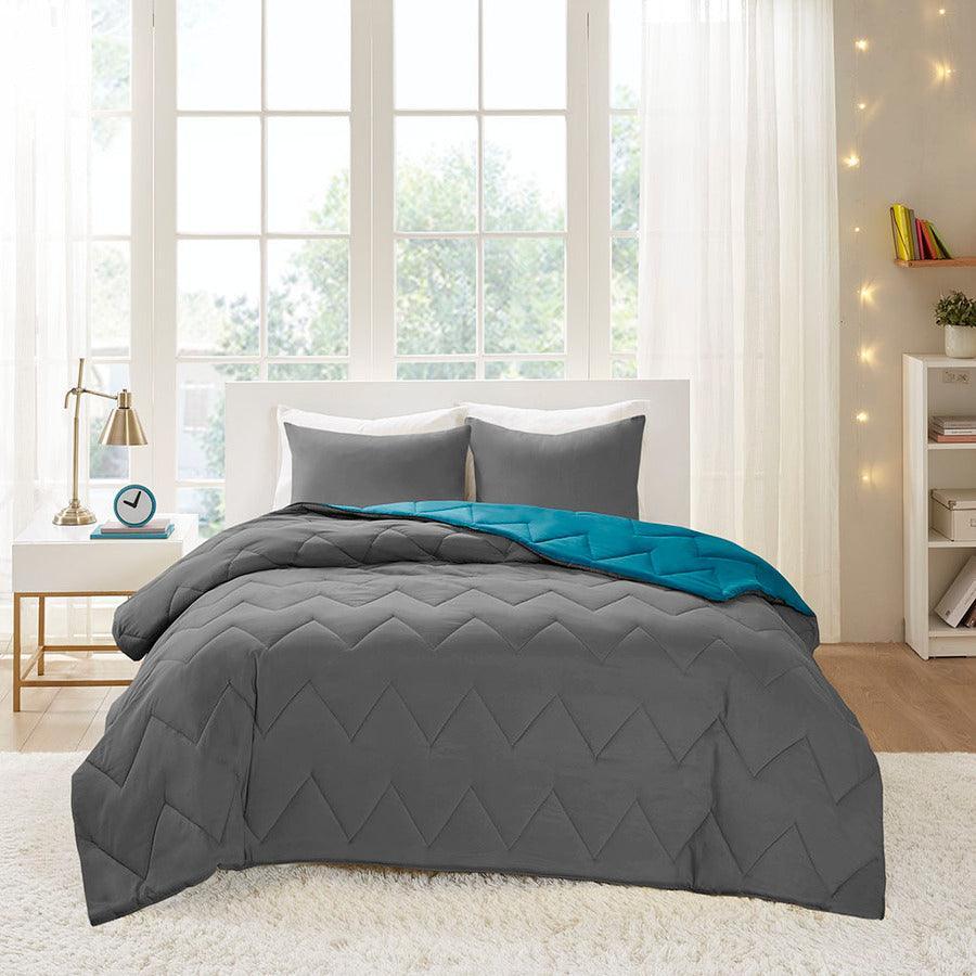 Olliix.com Comforters & Blankets - Trixie Shabby Chic Reversible Comforter Mini Set Teal Twin/Twin XL
