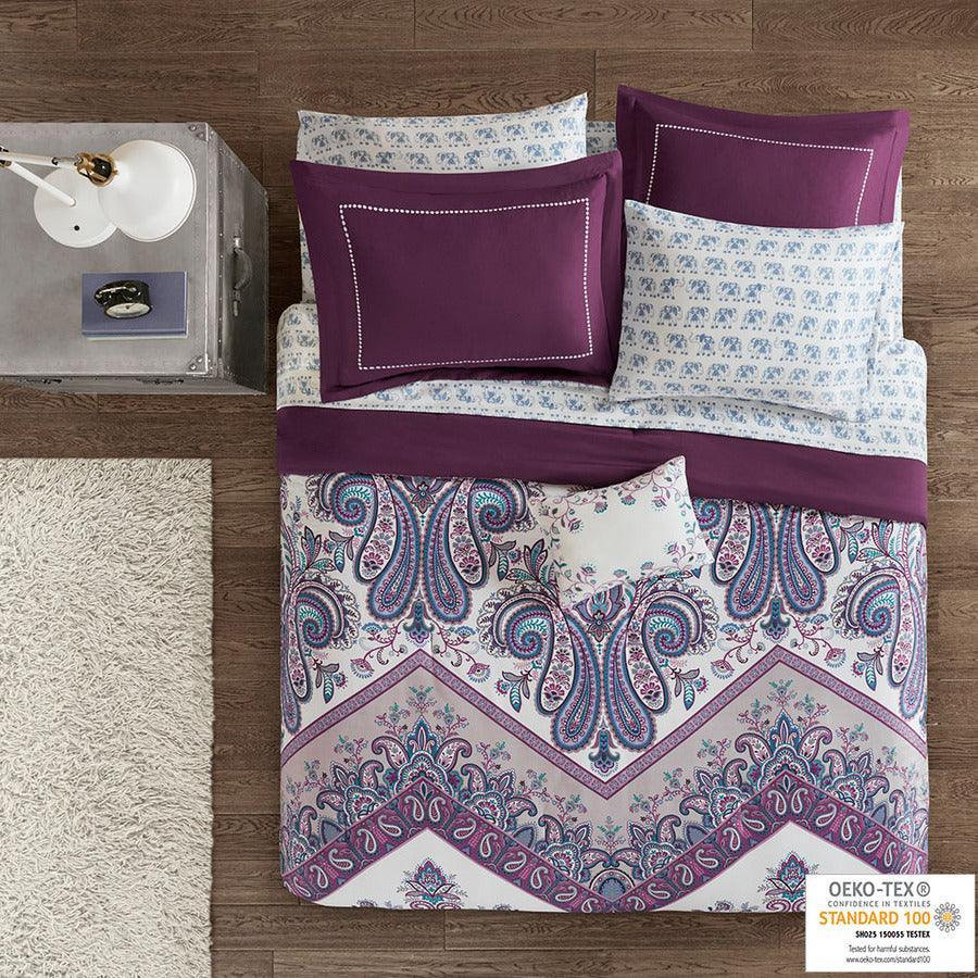 Olliix.com Comforters & Blankets - Tulay Complete 20 " D Bed And Sheet Set Purple Queen
