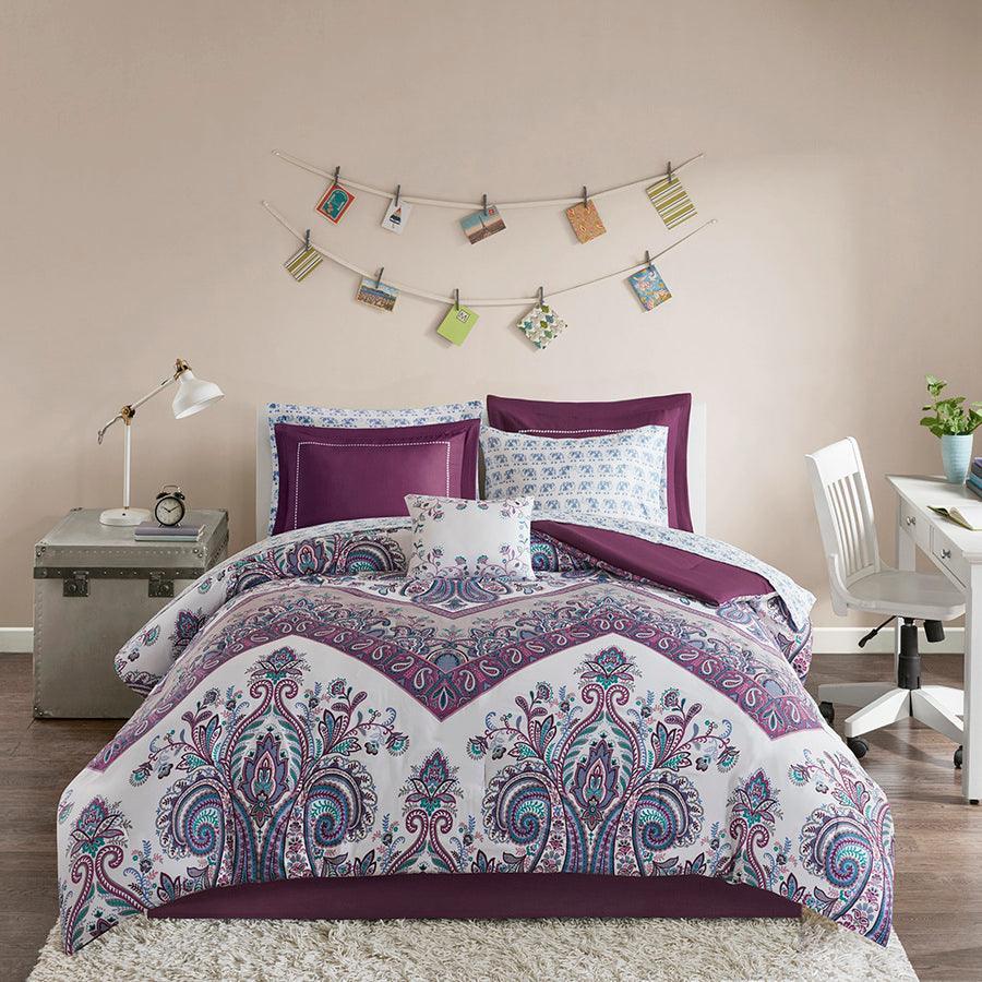Olliix.com Comforters & Blankets - Tulay Complete Bed And Sheet Set Purple Full