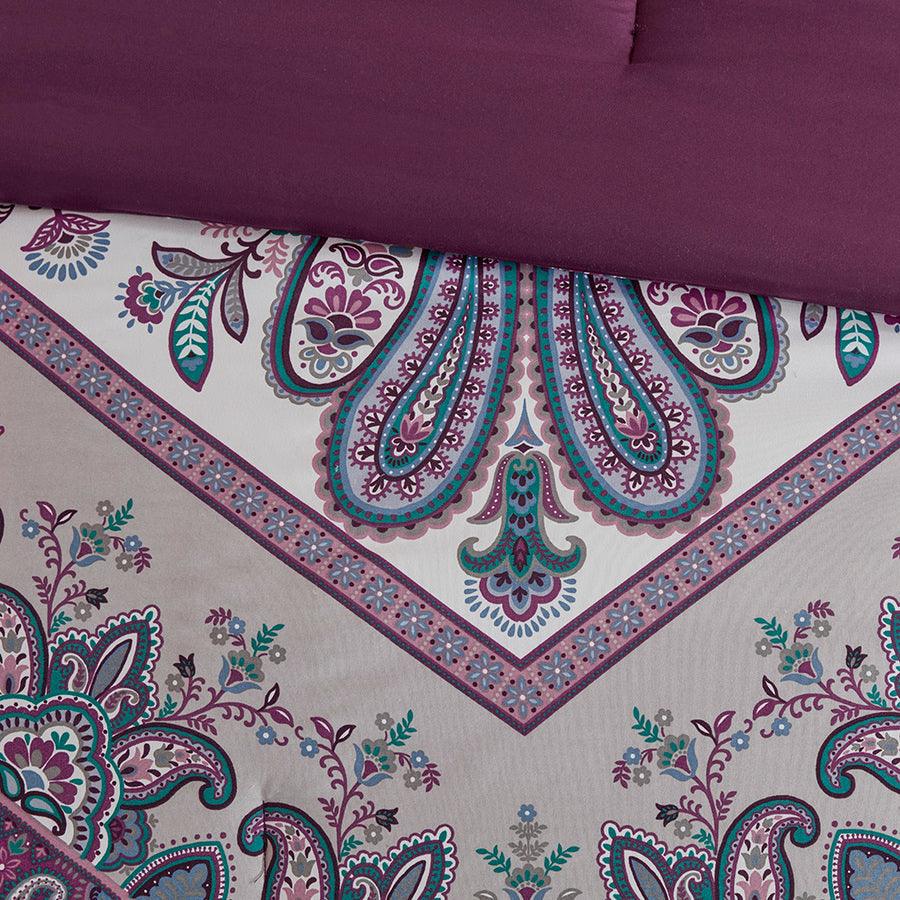 Olliix.com Comforters & Blankets - Tulay Glam Complete Bed And Sheet Set Purple Twin