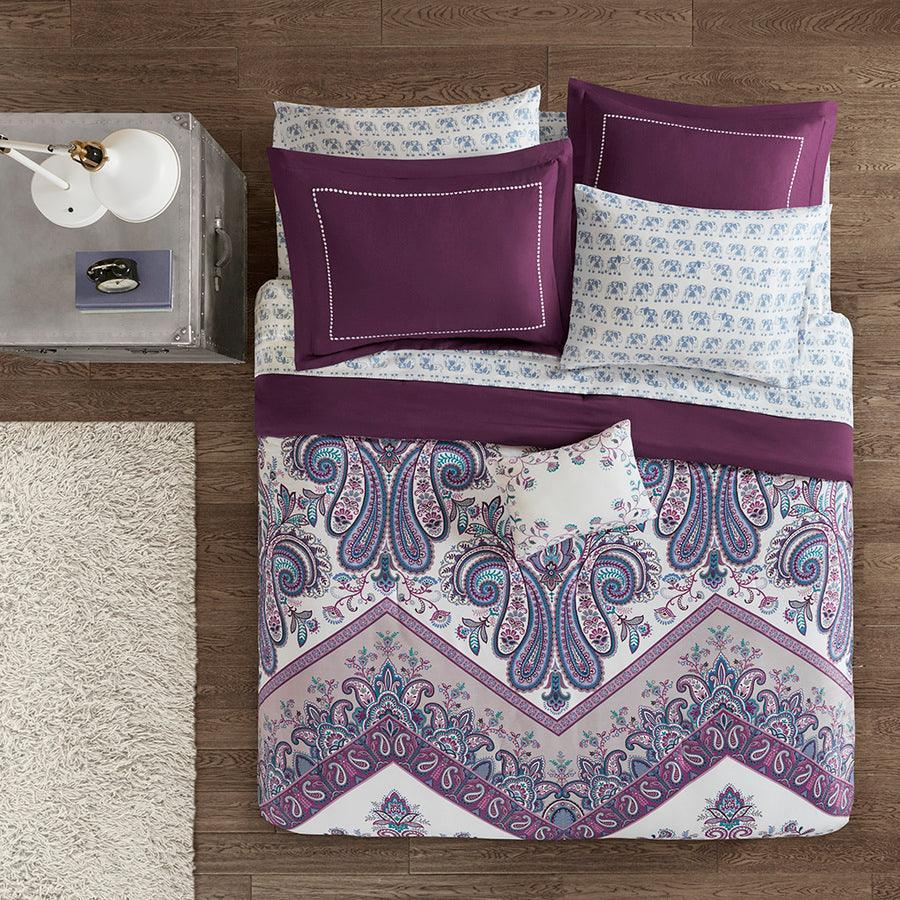 Olliix.com Comforters & Blankets - Tulay Glam Complete Bed And Sheet Set Purple Twin