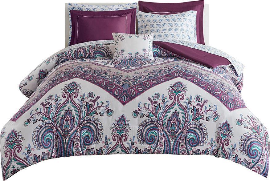 Olliix.com Comforters & Blankets - Tulay Glam Complete Bed And Sheet Set Purple Twin