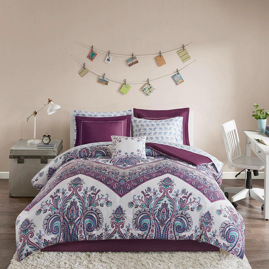 Olliix.com Comforters & Blankets - Tulay Glam Complete Bed And Sheet Set Purple Twin