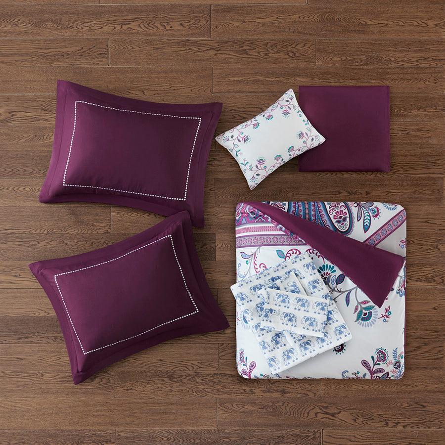 Olliix.com Comforters & Blankets - Tulay Glam Complete Bed And Sheet Set Purple Twin