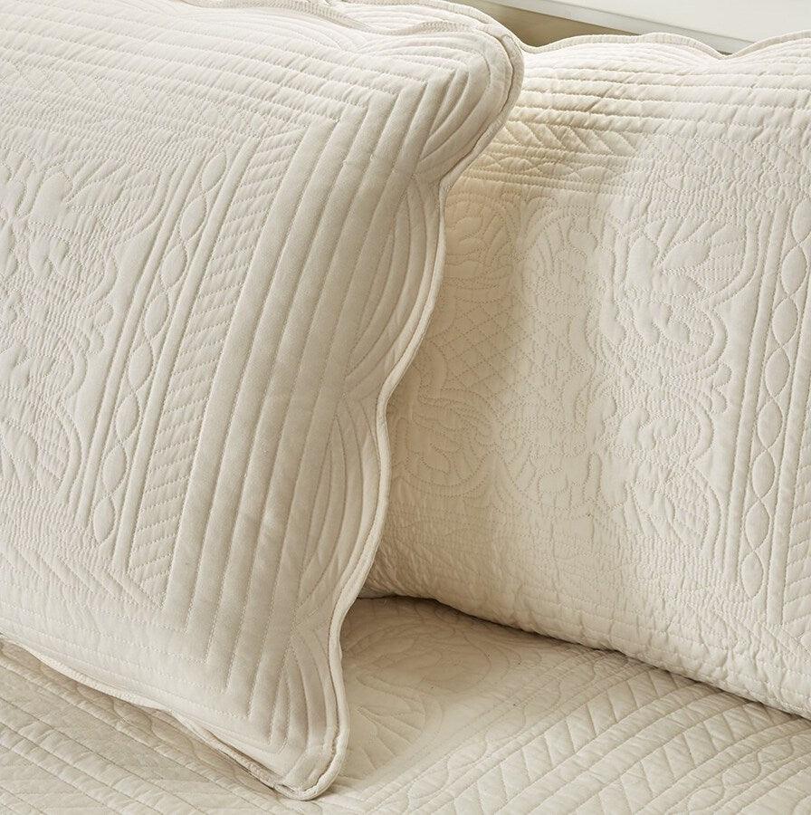 Olliix.com Comforters & Blankets - Tuscany Daybed 6 Piece Reversible Scalloped Edge Daybed Cover Set Cream