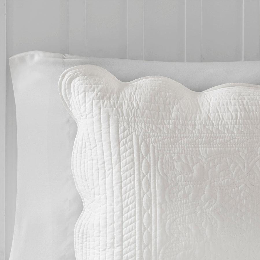 Olliix.com Comforters & Blankets - Tuscany King/California King 3 Piece Reversible Scalloped Edge Coverlet Set White