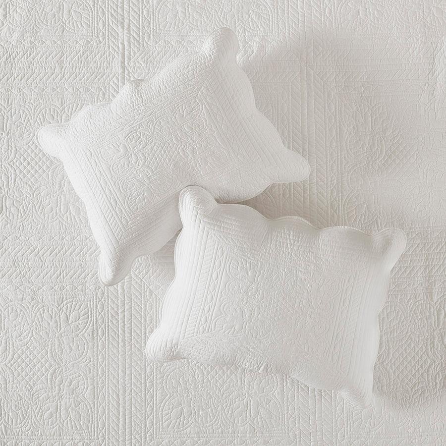 Olliix.com Comforters & Blankets - Tuscany King/California King 3 Piece Reversible Scalloped Edge Coverlet Set White