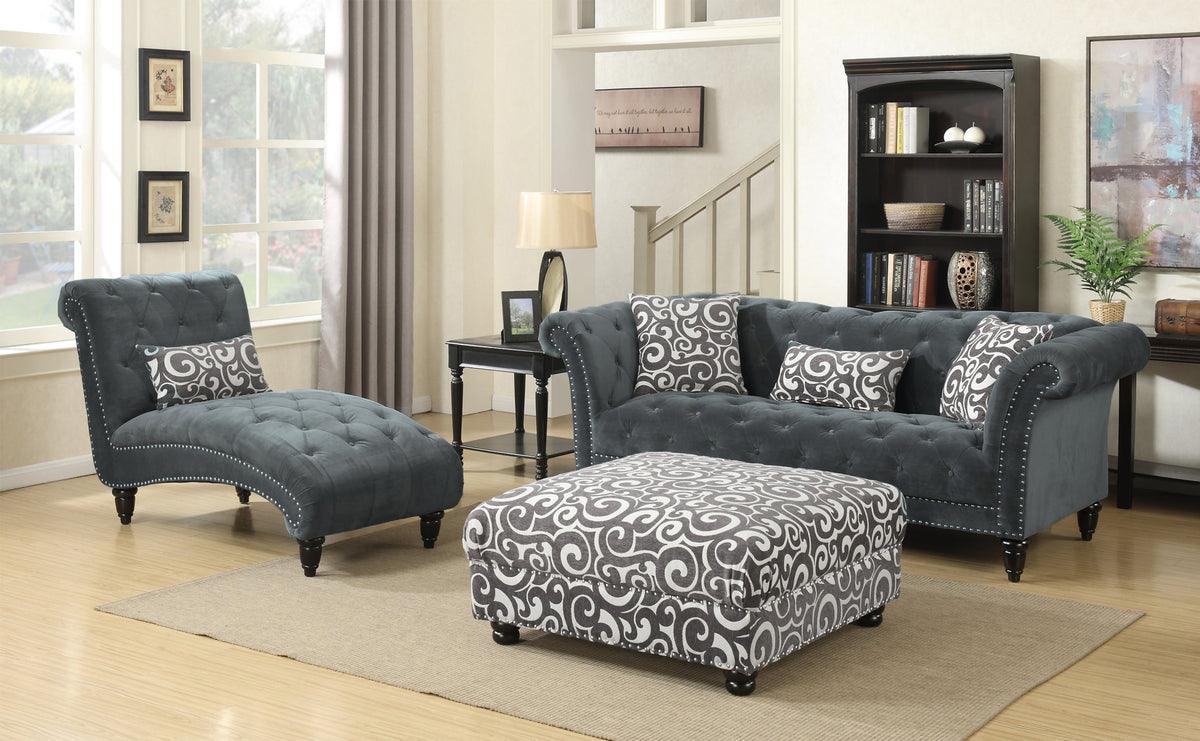 Elements Sleepers & Futons - Twine Chaise with Gray Scroll Pillow