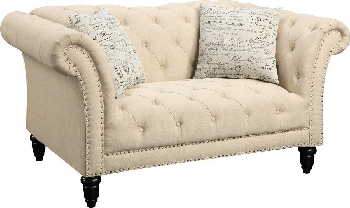 Elements Loveseats - Twine Loveseat with French Script Pillows Natural