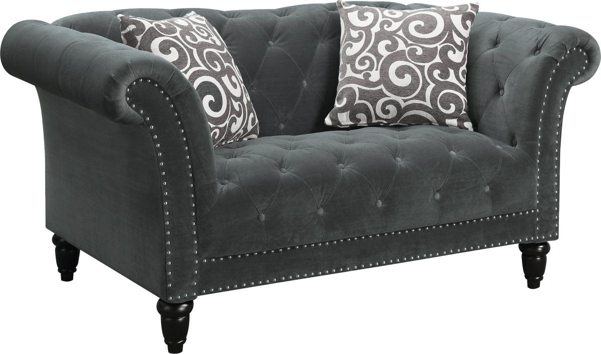 Elements Loveseats - Twine Loveseat With Gray Scroll Pillows