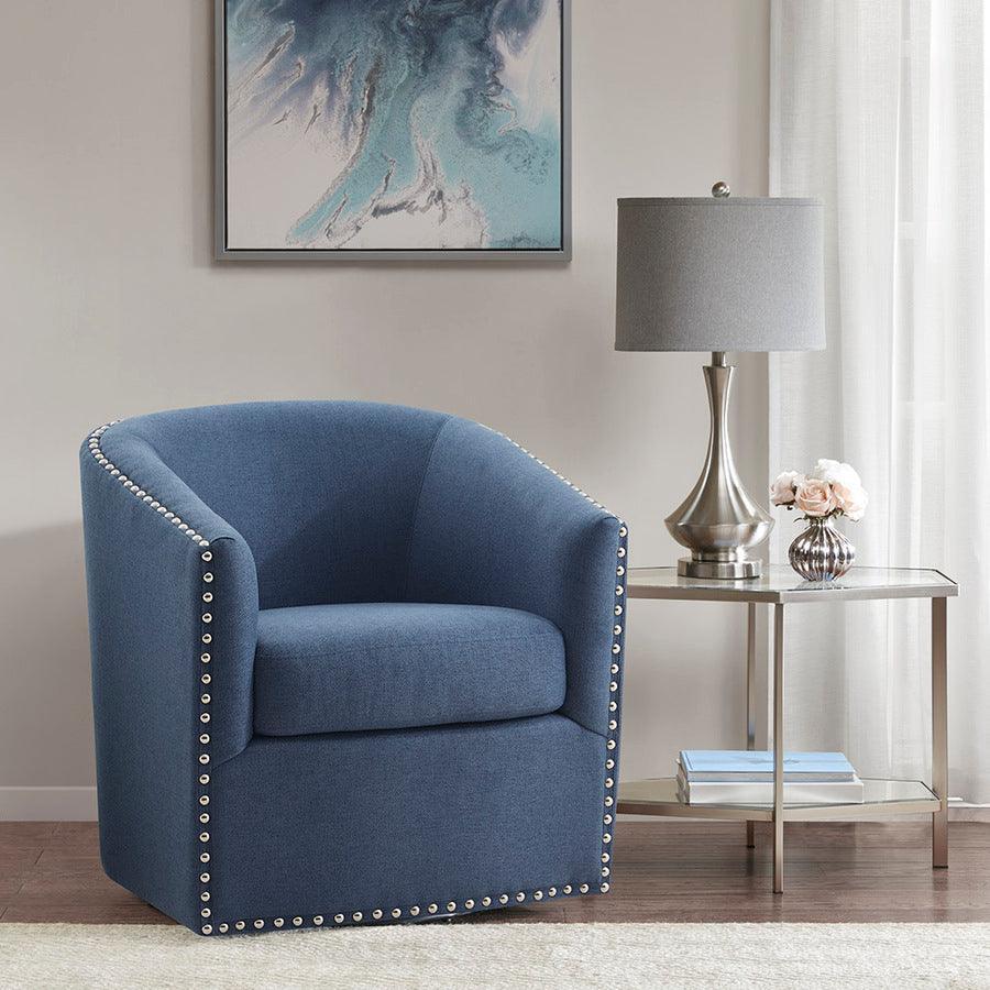 Olliix.com Accent Chairs - Tyler Swivel Chair Black | Silver