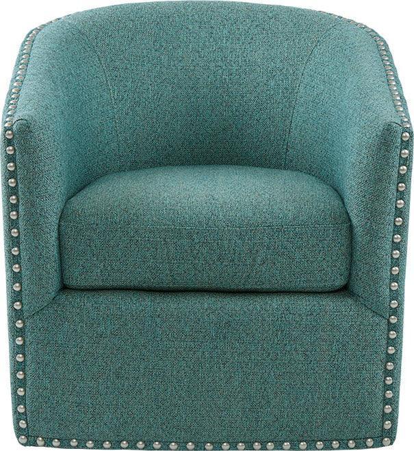Olliix.com Accent Chairs - Tyler Swivel Chair Teal Multicolor