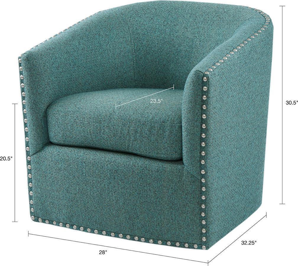 Olliix.com Accent Chairs - Tyler Swivel Chair Teal Multicolor