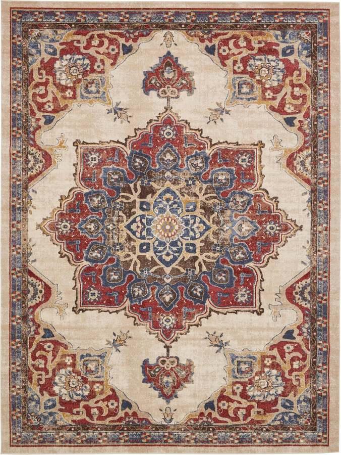 Unique Loom Indoor Rugs - Utopia Traditional 9x12 Rectangular Rug Beige/Burgundy