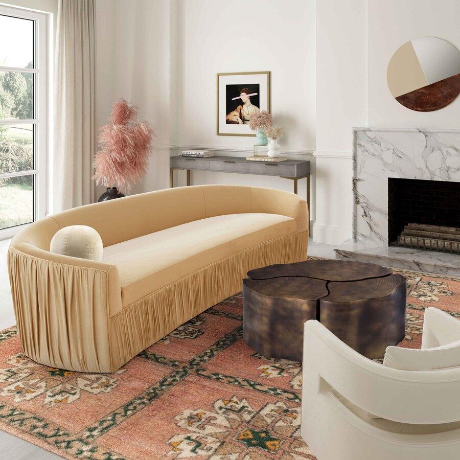 Tov Furniture Sofas & Couches - Valerie Pleated Champagne Velvet Sofa