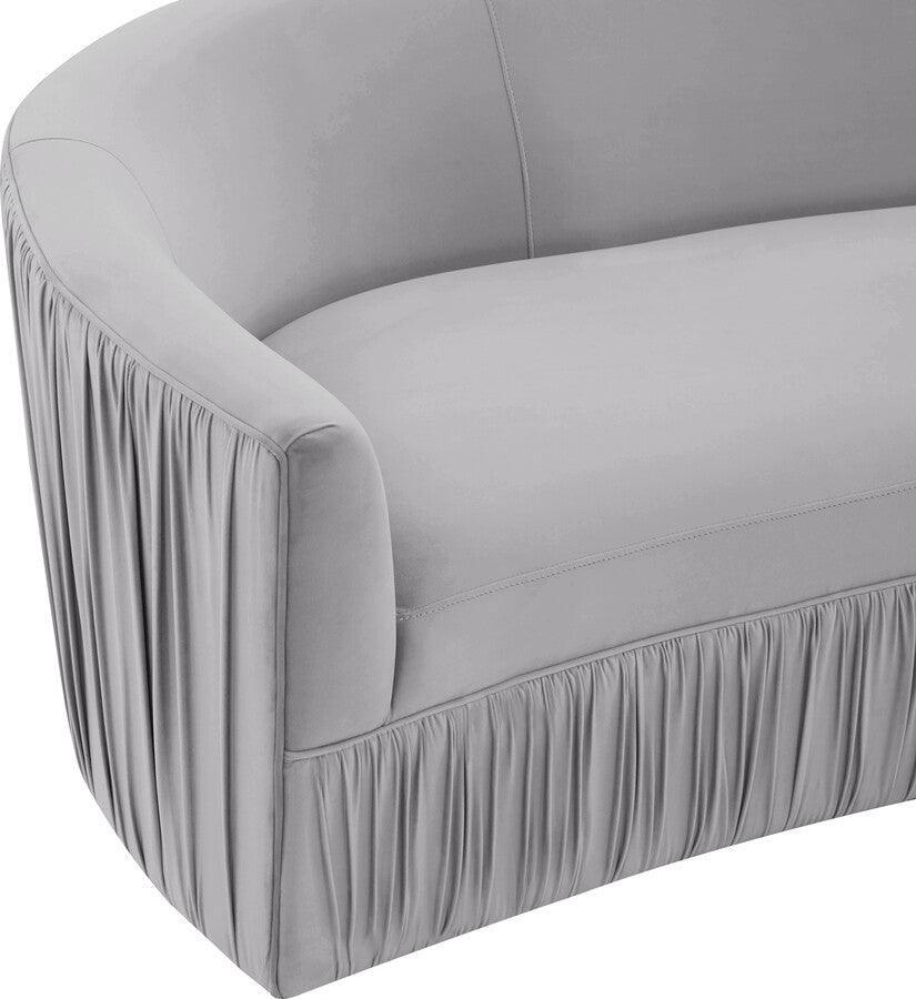 Tov Furniture Sofas & Couches - Valerie Pleated Light Gray Velvet Sofa