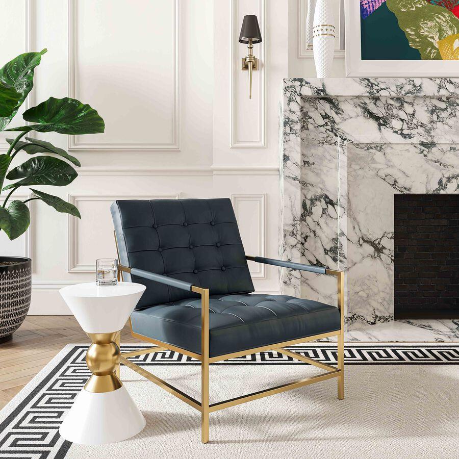 Tov Furniture Accent Chairs - Van Charcoal Vegan Leather Accent Chair