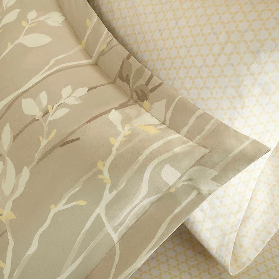 Olliix.com Comforters & Blankets - Vaughn 90" Transitional Complete Comforter and Cotton Sheet Set Taupe Twin