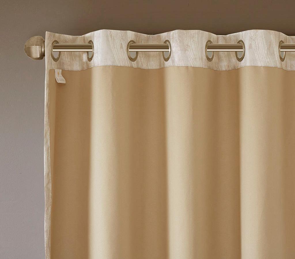Olliix.com Curtains - Victorio 108 H Printed Jacquard Grommet Top Total Blackout Curtain Ivory