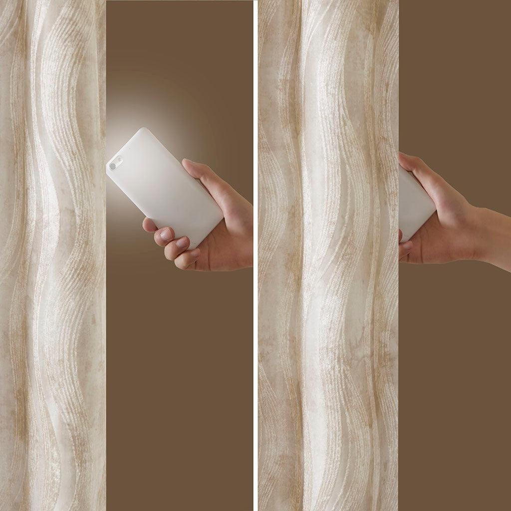 Olliix.com Curtains - Victorio 108 H Printed Jacquard Grommet Top Total Blackout Curtain Ivory