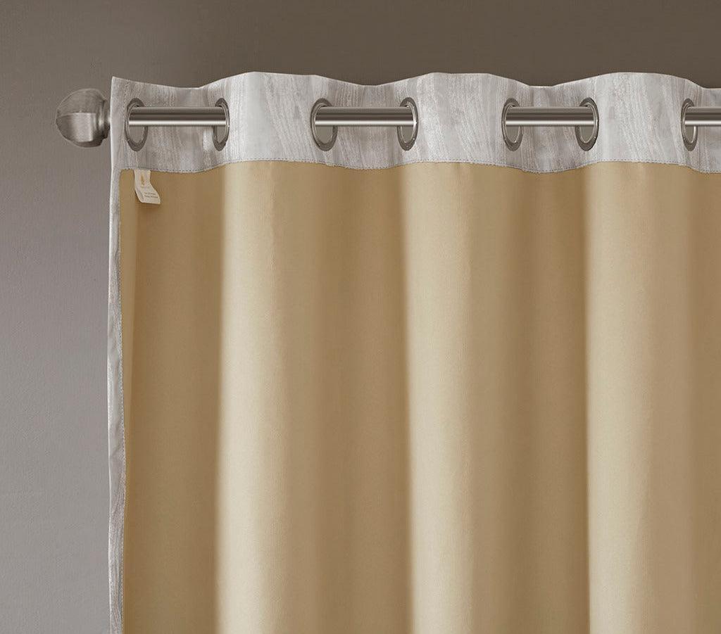 Olliix.com Curtains - Victorio 84 H Printed Jacquard Grommet Top Total Blackout Curtain Gray