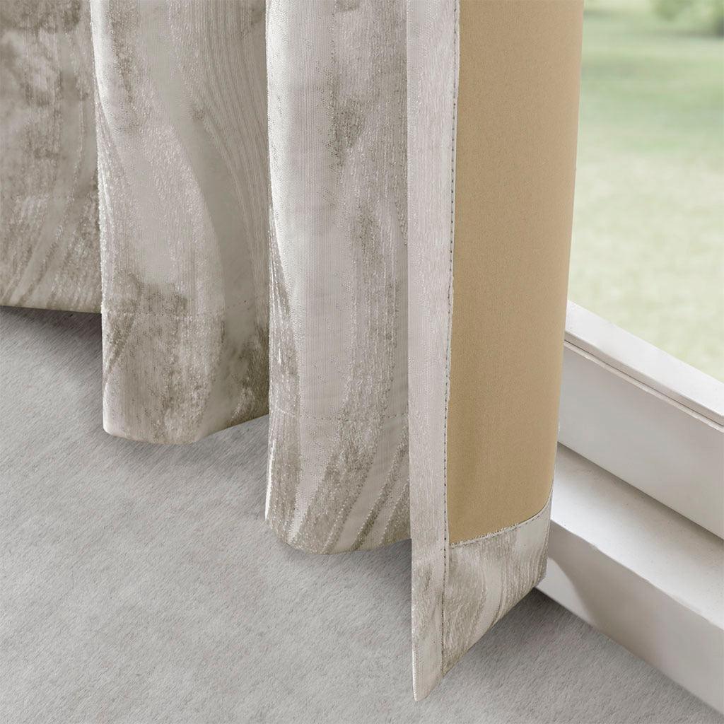 Olliix.com Curtains - Victorio 95 H Printed Jacquard Grommet Top Total Blackout Curtain Gray