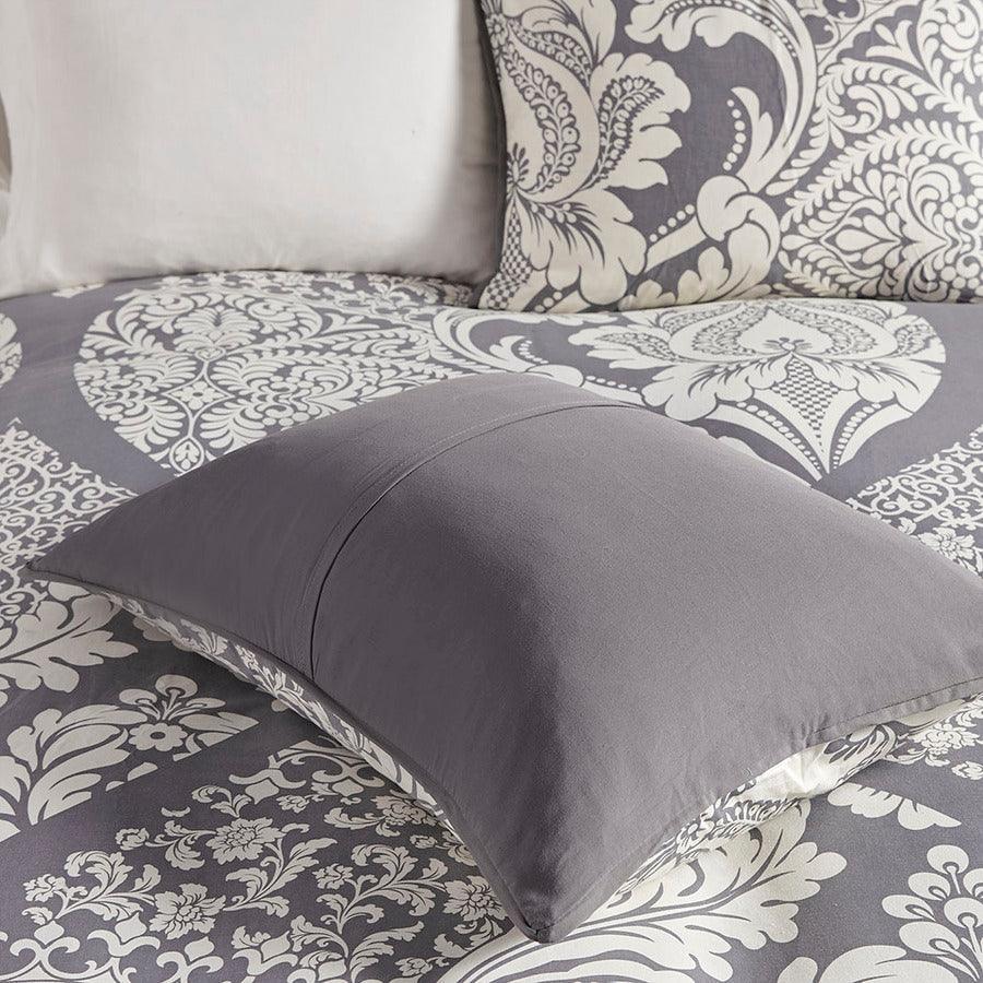 Olliix.com Comforters & Blankets - Vienna Coastal 7 Piece Cotton Printed Comforter Set Gray Queen