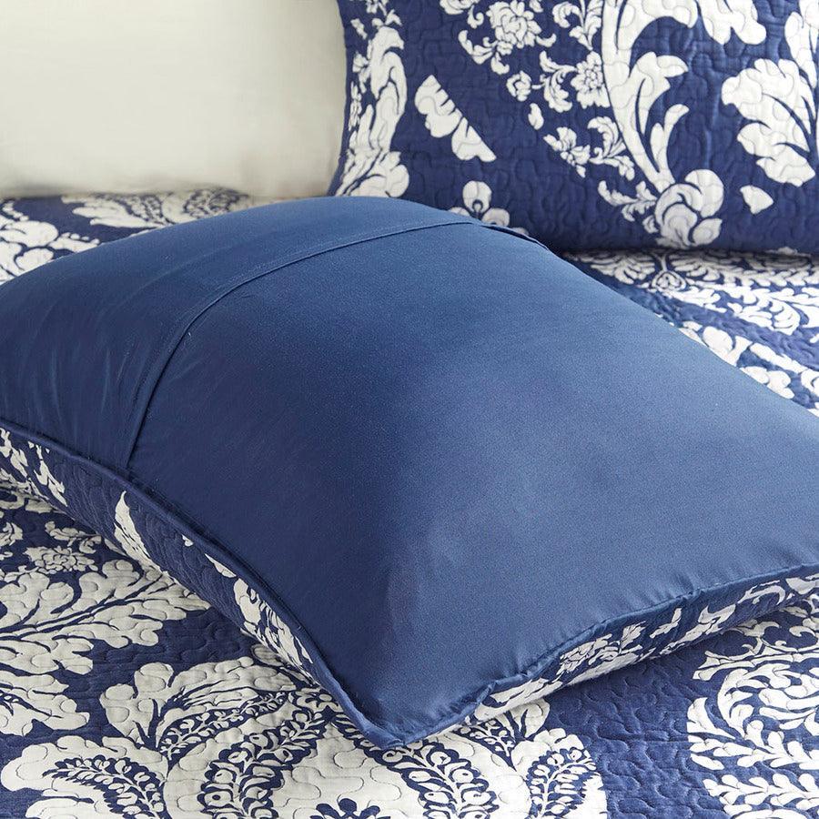 Olliix.com Comforters & Blankets - Vienna Full/Queen 6 Piece Reversible Coverlet Set Indigo