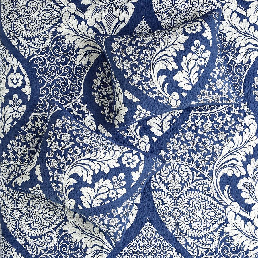 Olliix.com Comforters & Blankets - Vienna Full/Queen 6 Piece Reversible Coverlet Set Indigo